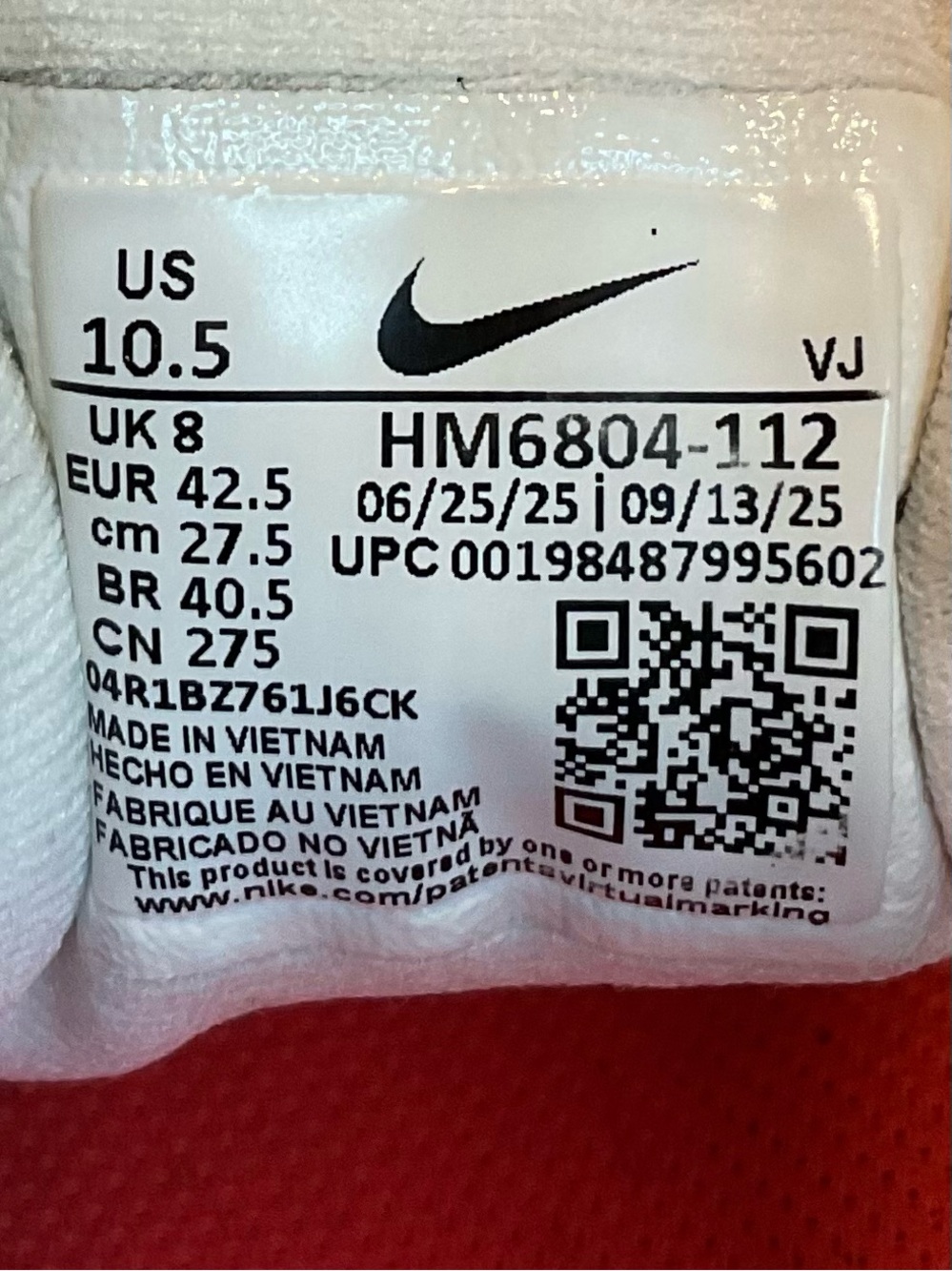 Nike Vomero 18 Women’s Running Shoes White Violet Mist Sapphire Hot Lava Size 10 - Picture 7 of 7